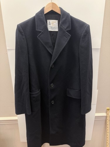 Vintage London Fog 100% Pure Wool Overcoat Mens 42 Regular Navy Winter Coat