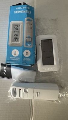 AcuRite Wireless Indoor/Outdoor Thermometer w/ Sensor, LCD Digital, White/Gray