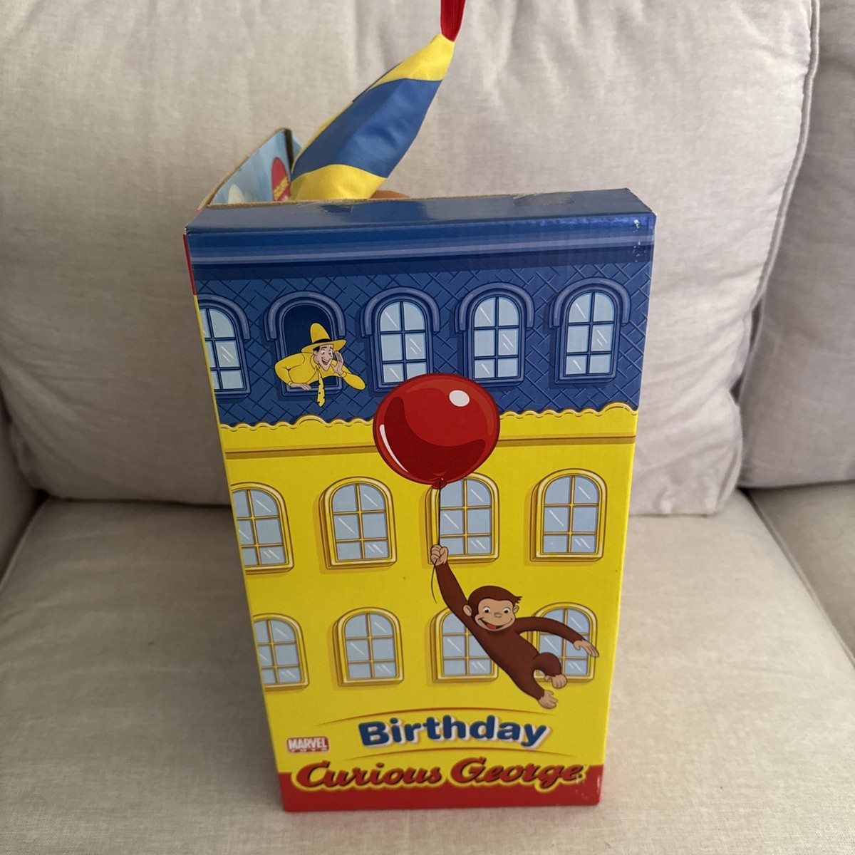 Curious George Happy Birthday Plush 2005 Marvel Rubber Face Hat