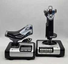 Logitech Saitek X52 Flight System HOTAS Joystick & Throttle For Parts Untested 