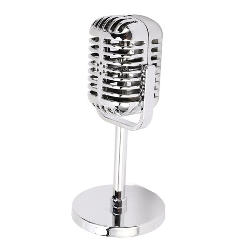 Retro Mic Props Simulation Classic Fake Vintage Mic Prop Model for Bar Silver - Picture 12 of 12