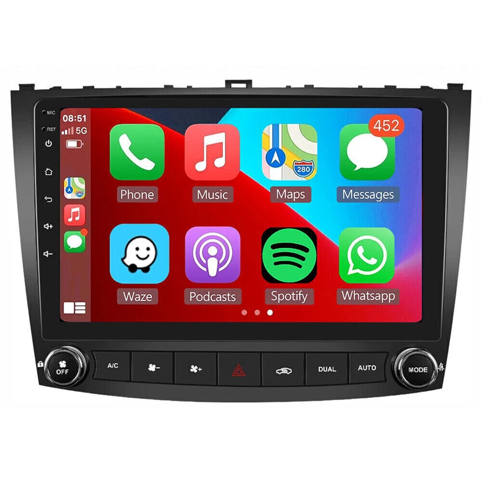 For 2006-2012 Lexus IS250 IS350 Android Apple CarPlay Car Stereo Radio GPS Navi Foto 4 de 4
