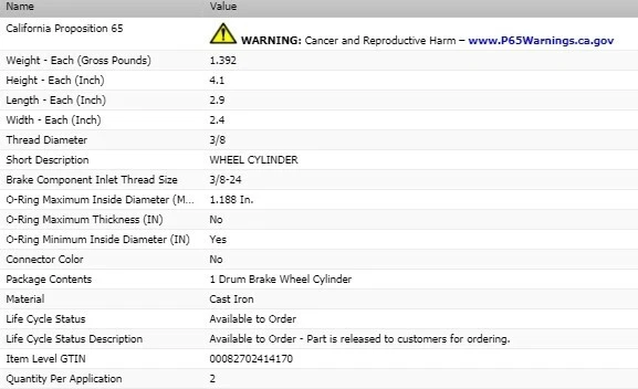 Cilindro de rueda de tambor de freno Dorman para Chevrolet Express 3500 1996-2002 Foto 3 de 4