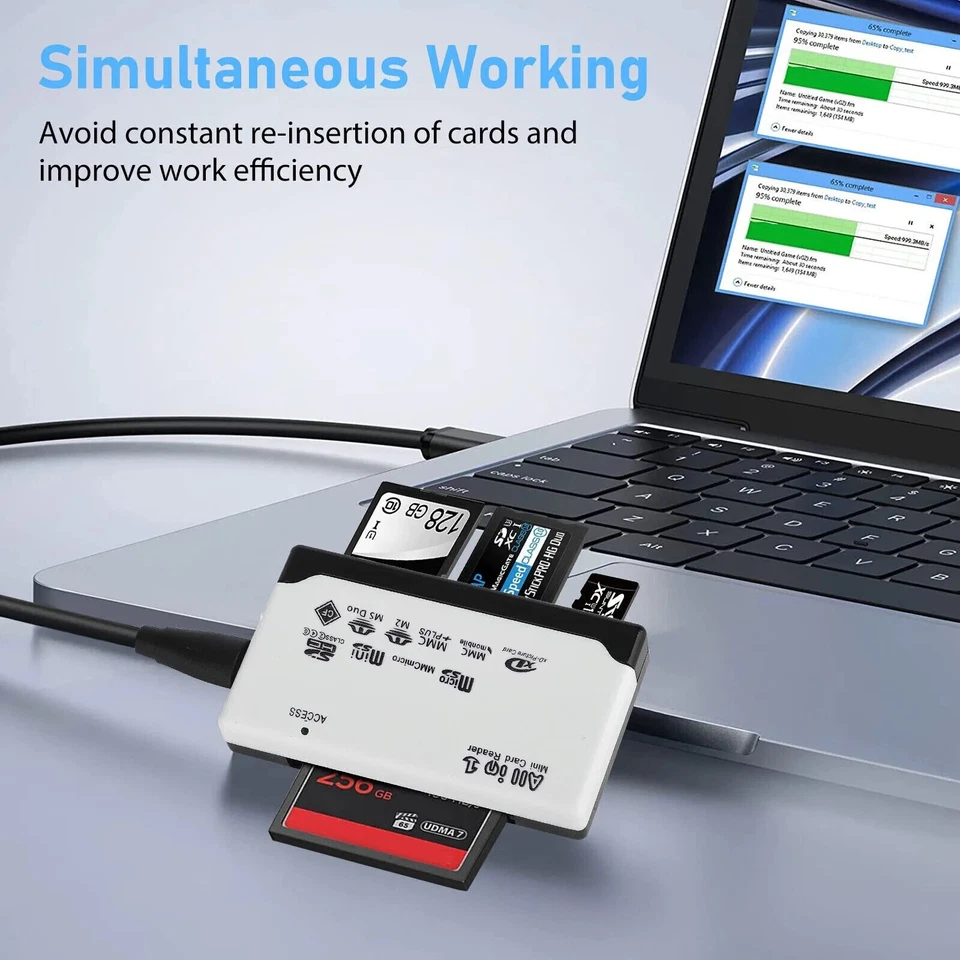 6-IN-1 USB 2.0 Memory Card Reader High-Speed Adapter for Micro SD SDXC CF SDHC - Image 4 of 4