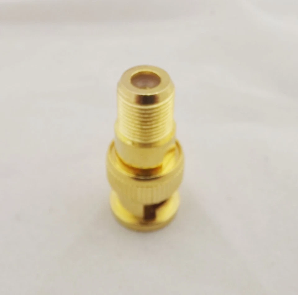 1pce BNC Male Plug to CCTV F Female Jack RF TV Coaxial Adapter Connector Gold - Image 4 of 4