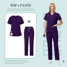 Doctor Surgical Uniform Woman Scrub Set Medical Nurse Workwear Salon Tops Pants