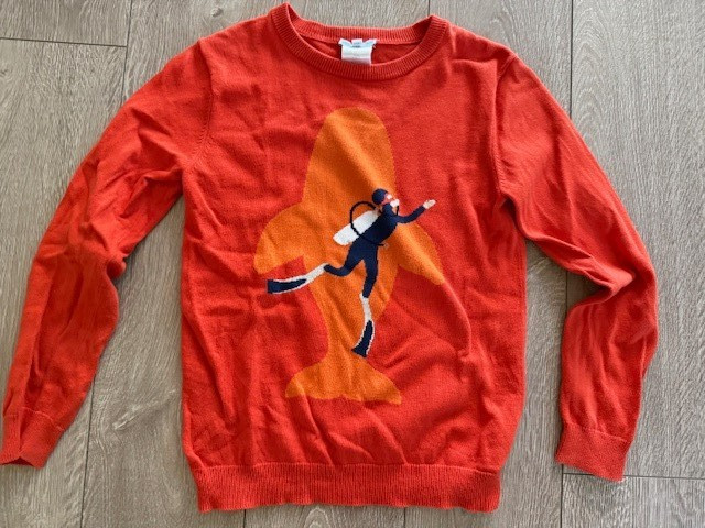 Jacadi Boys Kids 10A 140cm Crew Neck Graphic Cotton Wool Sweater French Paris image 2
