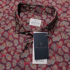 Emanuel Berg NWT Byron Casual Button Down Shirt Size 46 18 XXL in Red Paisley