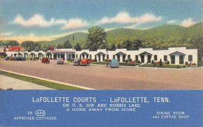 LaFollette Tennessee Courts Street View Linen Antique Postcard K20913