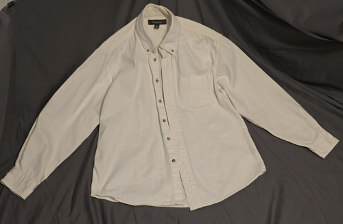 Croft & Barrow Denim Mens Longsleeve Shirt Medium Button Down Ivory, 100% Cotton