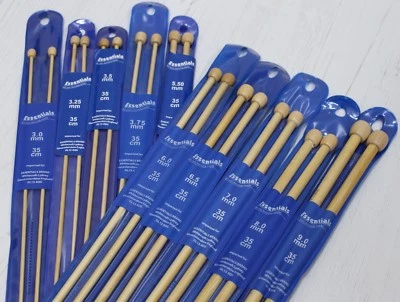 Bamboo Knitting Needles Whitecroft Essentials Knit Pins 4 Sizes in 35cm Length