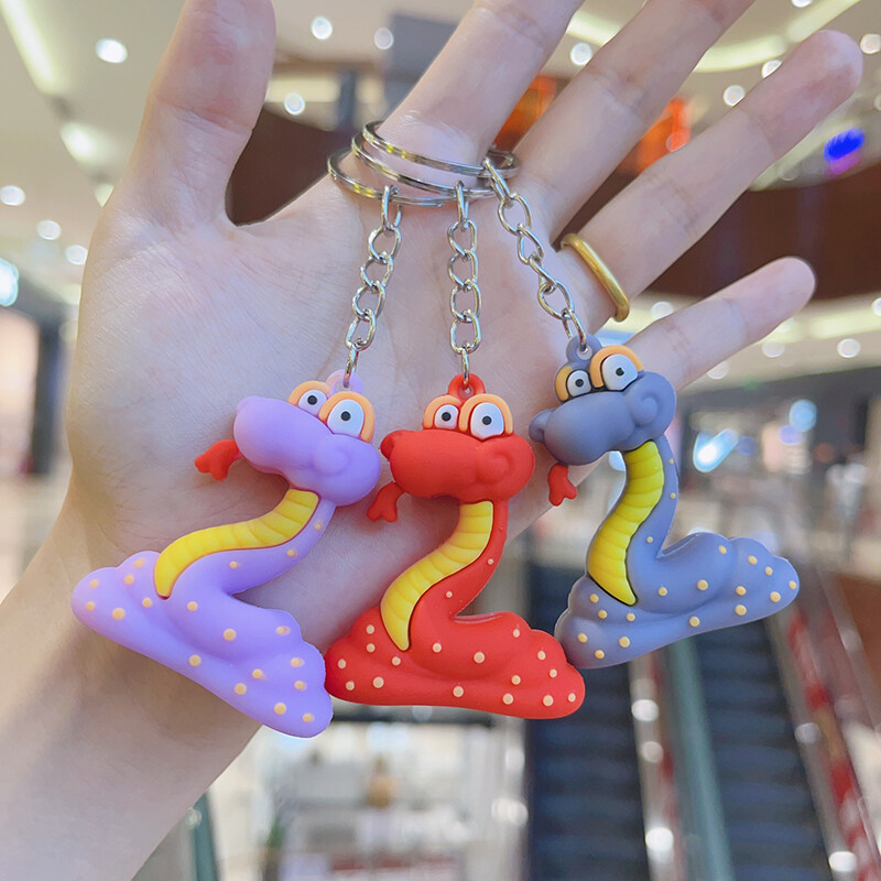 Cartoon Cute Snake Year Keyring Bag Charm Creative Backpack Decoration Gifts@