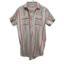 Madewell Women’s Size Small Sasha Stripe Linen & Cotton Popover Dress