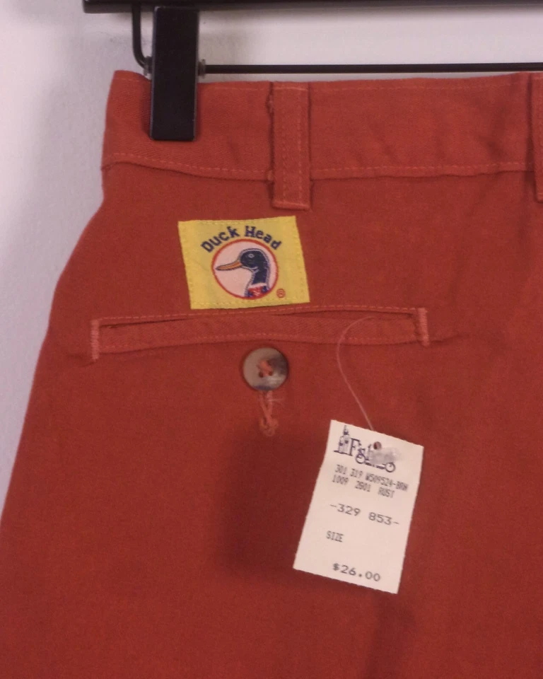 Pantalones Cortos De Colección Años 80 Cabeza de Pato Nuevos con Etiquetas Nuevo en Lote Antiguo Canela Lona Talla 29 Foto 2 de 4