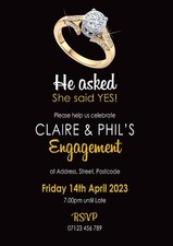 PERSONALISED ENGAGEMENT PARTY GOLD SILVER RING INVITES Invitations Pack of 10