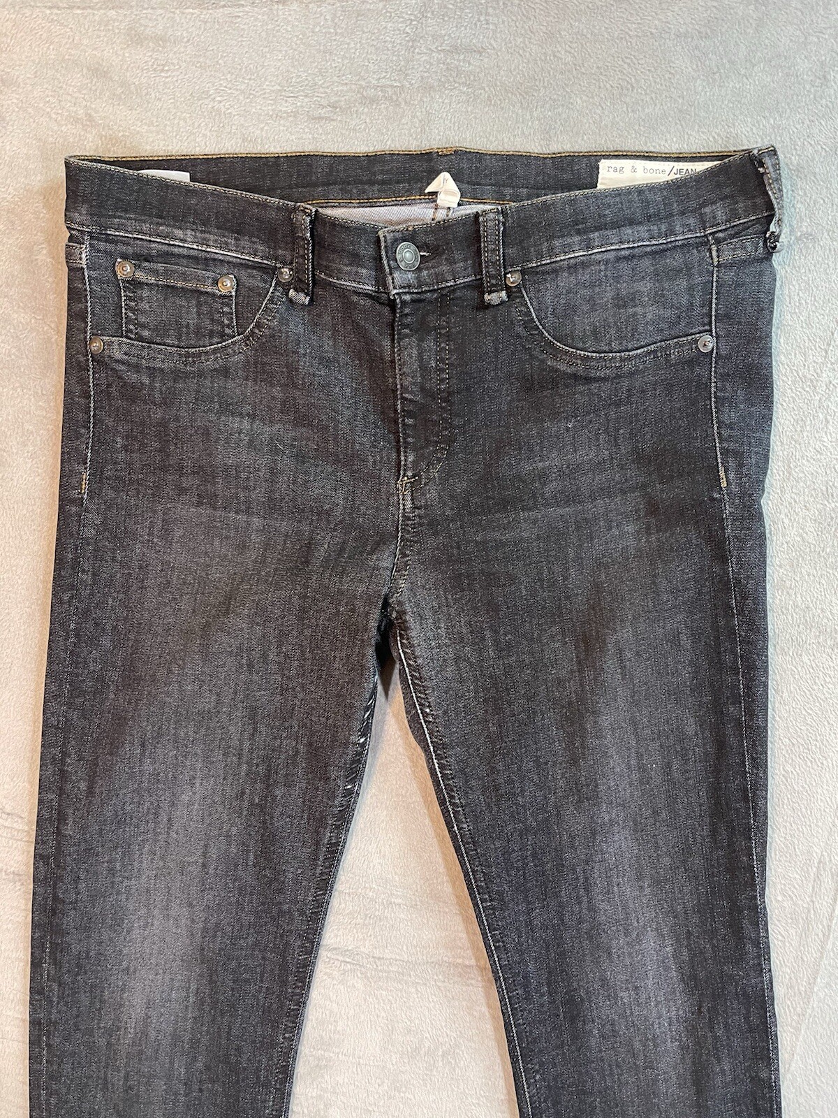 Black Line Rag Rag And Bone Jeans Womens 32 Black Denim Low Rise Skinny Slim Stretch ...