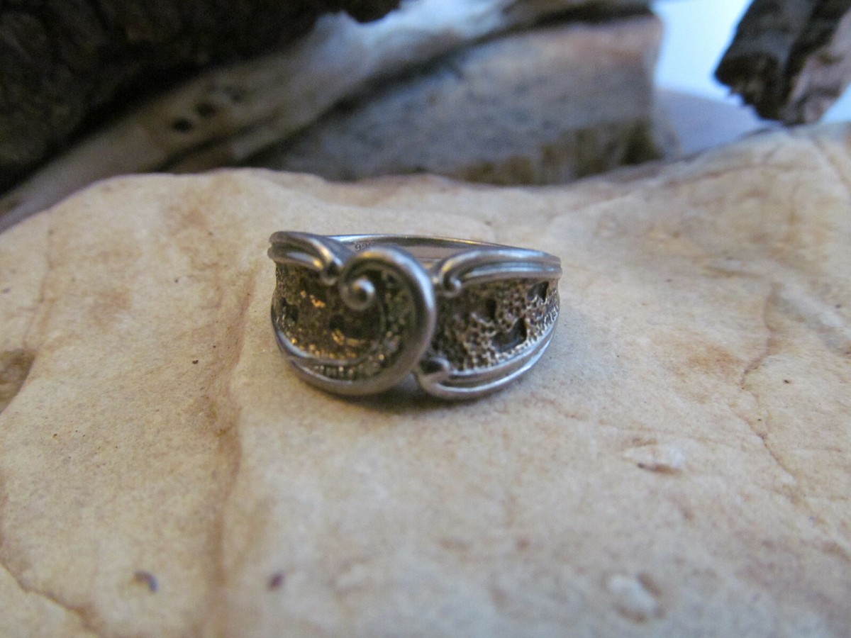 Vintage CC 925 Sterling Silver Gold inlay Footprint Three Vintage CC 925 Sterling Silver Gold inlay Footprint Three