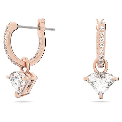 Swarovski Ortyx drop earrings Triangle cut, White, Rose gold-tone plated 5643738 - Picture 2 of 5