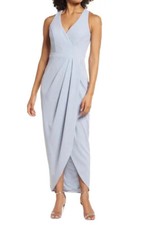 Xscape EUC @ Nordstrom Blue Tulip Hem Crepe Sleeveless Zip Gown Dress 2 $168