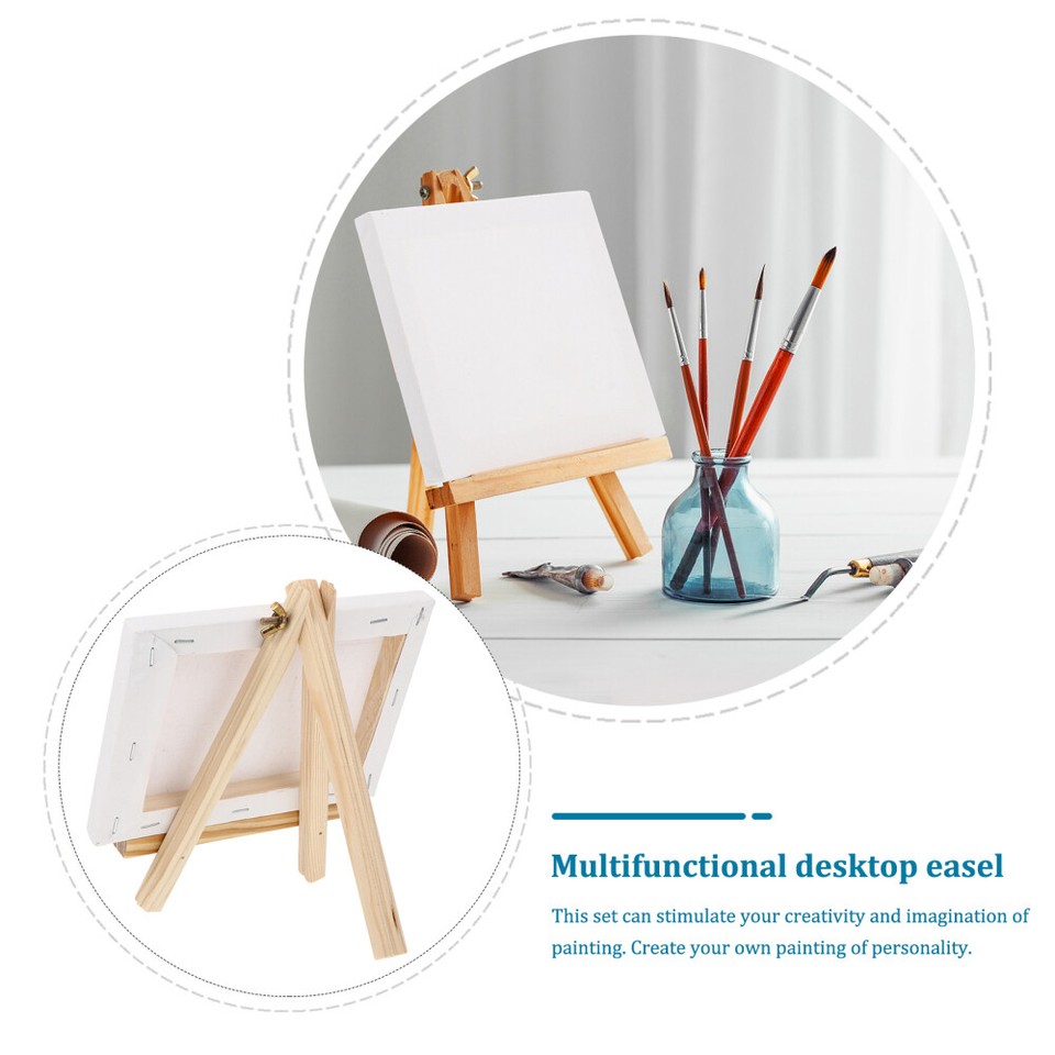 2 Sets Wood Easel Postcard Frame Mini for Children Student Square Canvas Board eBay