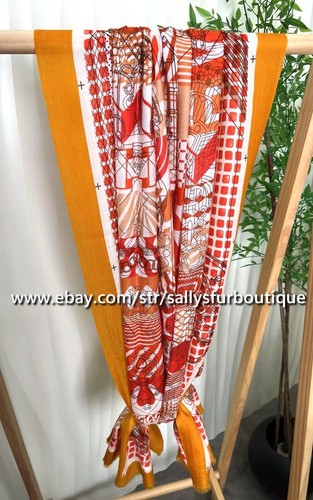Sallys Cashmere Ring Scarf Wrap Shawl Geometric Print Soft Thin Delicate 78"*39" - Picture 28 of 29