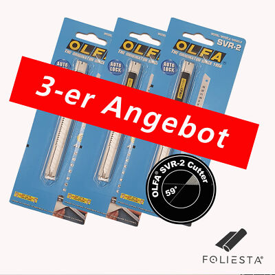 3 Stk. Olfa  SVR-2 Profi-Messer Edelstahl 9mm 30° Autolock Autofolie Car Wrappin