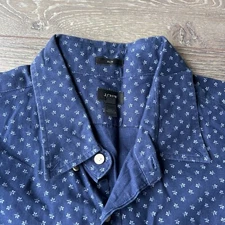 J. Crew Shirt Mens XL Blue Button Down Snowflakes Print Long Sleeve Slim Casual
