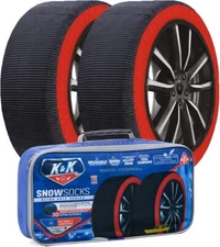 K&K Automotive Snow Socks for Tires -  Alternative Traction Device for Cars SUVs