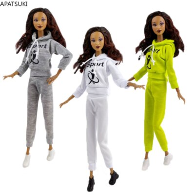 Mode Casual Sports Wear Clothes Set für Barbie-Puppe Outfits Mantel Hose Schuhe