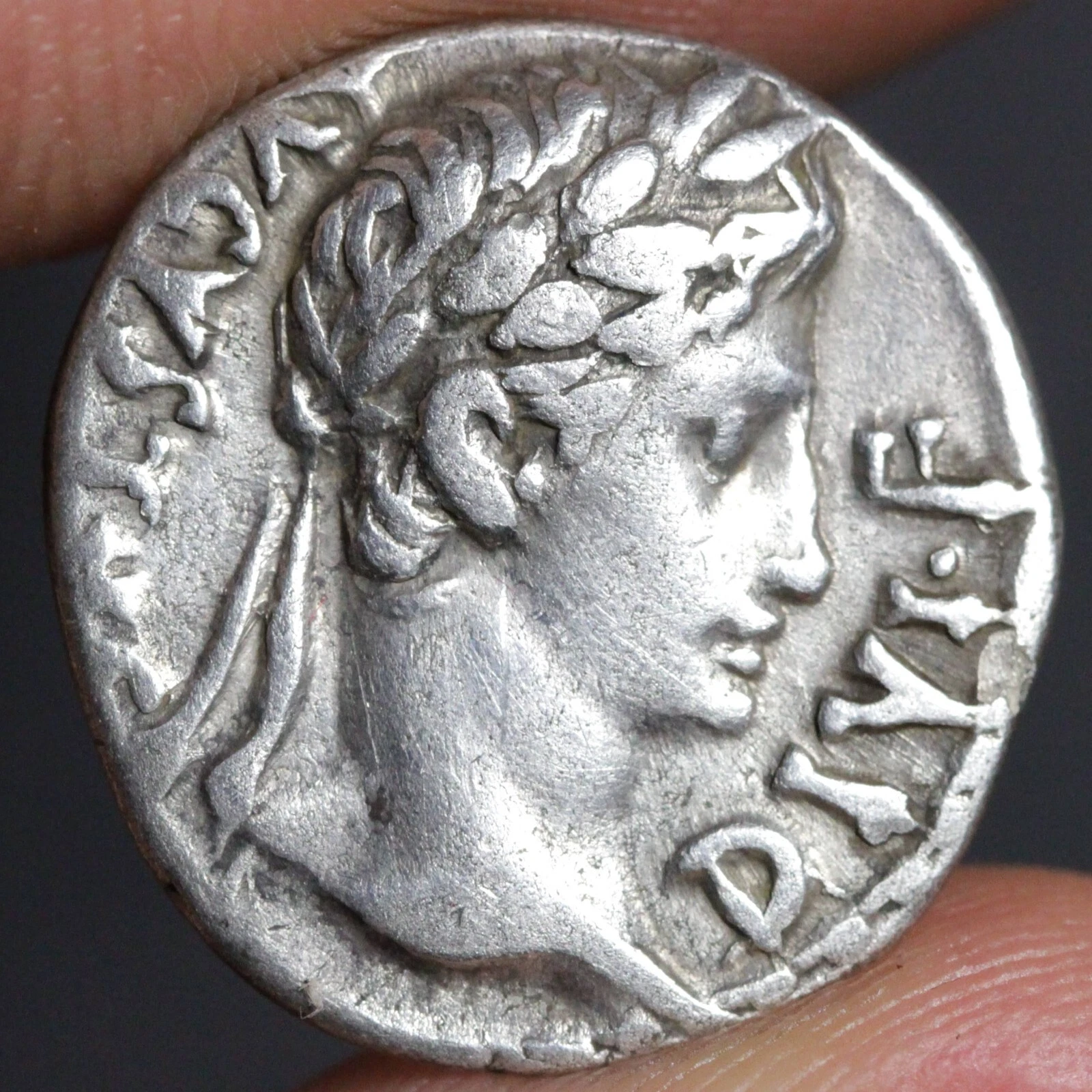 Augustus Denarius 9BC Ancient Roman Empire Silver Coin Gaius