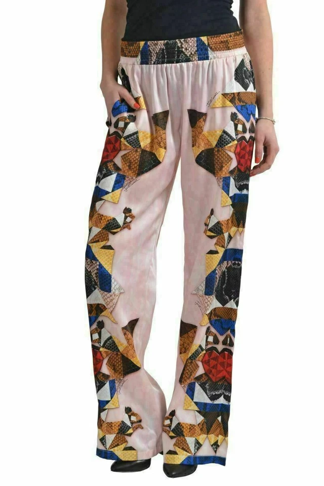 Pantalones informales para mujer Just Cavalli multicolor pierna ancha US 4 IT 40 Foto 2 de 4