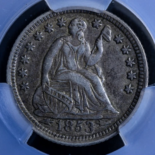 1853 Seated Liberty Half Dime With Arrows CAC XF45 CACG Premium Type Coin