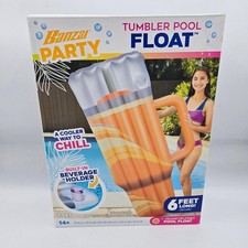 Banzai Party Tumbler Pool Float, orange, 6 feet long, beverage holder NIP