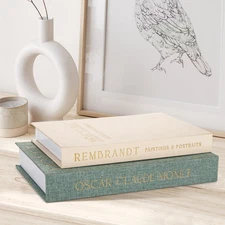 Decorative Books Set of 2, Beautiful Linen Book Boxes Decor Coffee Table Book...