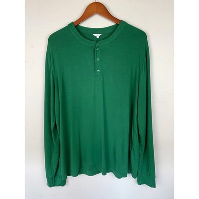 Eberjey Henry Jersey Knit Pajama Top Men's L Henley Shirt Green Soft Tencel
