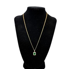 VINTAGE DESIGNER EFFY GREEN EMERALD ~.23CTTW DIAMONDS NECKLACES 14K YELLOW GOLD