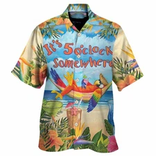 Parrot Its 5 Oclock Somewhere Unisex Hawaiian Shirt