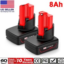 2Pack 8.0Ah Battery For Milwaukee for M12 LITHIUM Extended Capacity 48-11-2460