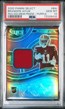 2020 Select Rookie Signature Memorabilia  Brandon Aiyuk Purple Prizm /49 PSA 10