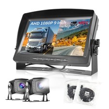 Dual RV Backup Camera System 1080P, Hodozzy 9 Inch AHD Reversing Camera Monit...