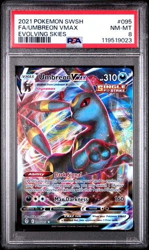 2021 Pokémon Evolving Skies Umbreon VMAX Full Art #095 PSA 8