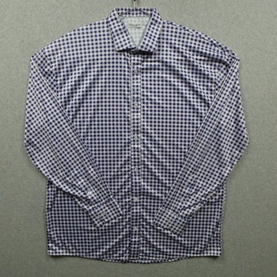 Collars Co Shirt Mens 2XL Blue White Gingham Check Performance Long Sleeve