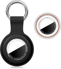 Waterproof Silicone Case for AirTag 1st 2nd Gen with Keychain - Black