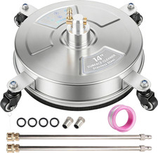 14" Pressure Washer Surface Cleaner, Stainless Steel, 4 Wheels, 1/4" Quick Conne