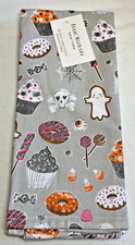 Isaac Mizrahi Halloween Kitchen Towels GRAY 2 SWEET TREATS 100 COTTON NWT