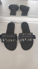 CHRISTIAN DIOR Signature Canvas Women's Slippers Size 9 US Pre-owned