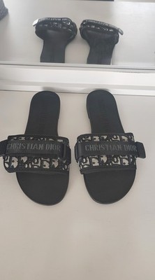 CHRISTIAN DIOR Signature Canvas Women's Slippers Size 7.5 (US) Pre-owned 