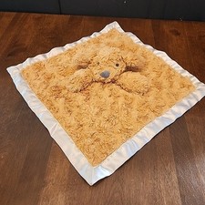Cloud Island Brown Doodle Puppy Dog Security Blanket Baby Lovey Ivory Satin Trim