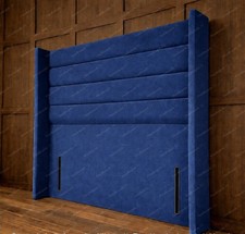 Plush Velvet Vertical Lined Wing Floor standing Headboard 54 inches high