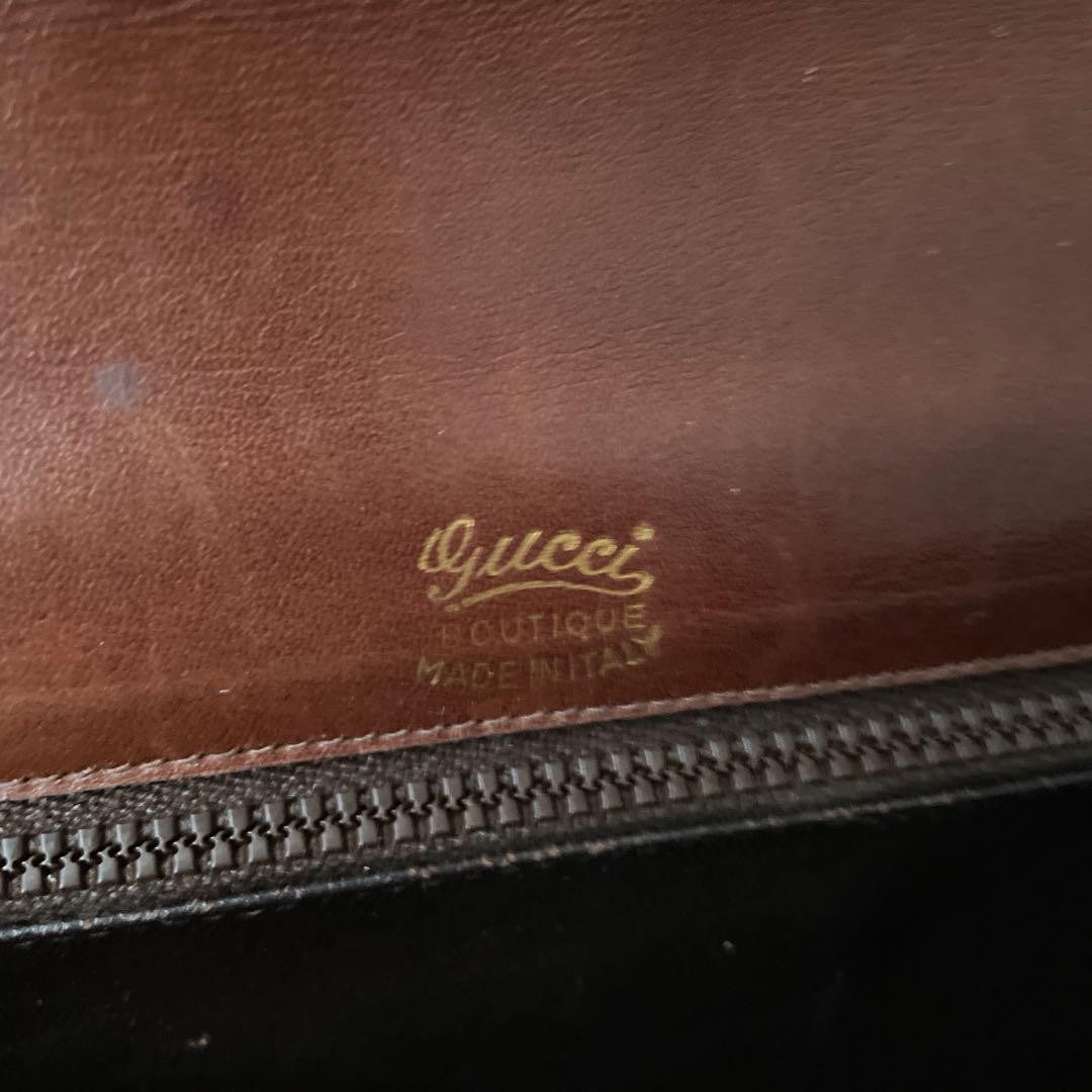 GUCCI Leather Shoulder Bag with Chain Strap in Brown with GG Hardware C-260113-6 thumbnail 9